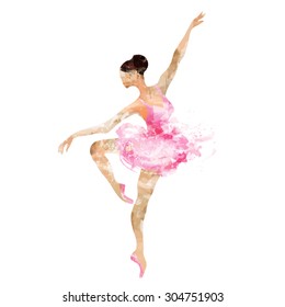 watercolor ballerina dancing