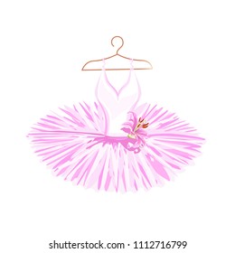 Watercolor ballet tutu on a hanger. Vector illustration.