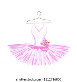 Watercolor ballet tutu on a hanger. Vector illustration.