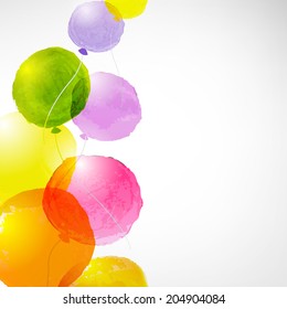 Watercolor Balloon, With Gradient Mesh, Vector Illustration
