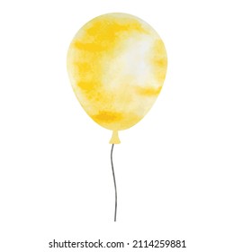 Watercolor balloon isolated on white background. Template for postcard, banner, poster, web design. Hand Drawn vector illustration.
