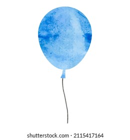 Watercolor Balloon Isolated On White Background. Template For Postcard, Banner, Poster, Web Design. Hand Drawn Vector Illustration.