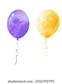 Watercolor balloons of different colors. Vector illustration