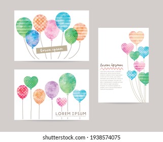 watercolor balloons illustration vector card set