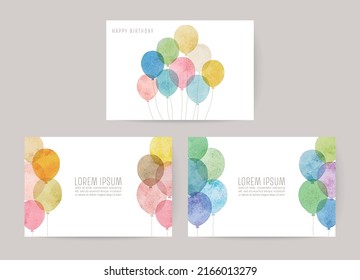 watercolor balloons illustration vector card set