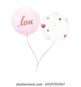 Watercolor Balloons Vector Illustration, Festival, Decoration