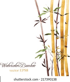 watercolor bamboo grove, hand drawn vector illustration