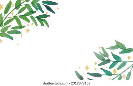 Watercolor. Bamboo illustration with watercolor touch. Tanabata vector illustration of bamboo.