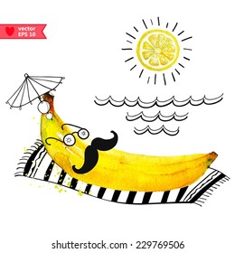 watercolor banana