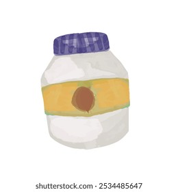 Watercolor banana milk illustration food . Fast food doodle in watercolor style vector illustration