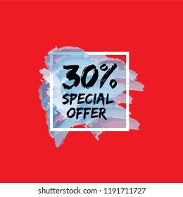 watercolor Banner with 30% discount offer.
