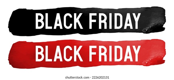 Watercolor banner Black Friday. Brush stroke banner. Vector clipart isolated on white background.
