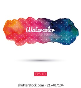 Watercolor banner with dots. EPS 10. Transparency. Gradients.