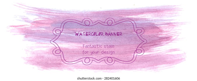 Watercolor banner with place for your text. Abstract watercolor background. Beautiful texture of paint. 