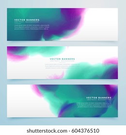 watercolor banner set of three
