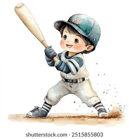 watercolor of baseball clipart illustration isolated