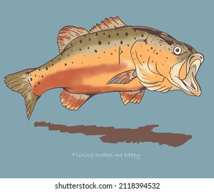 Watercolor bass fish graphic print design for t shirt , sticker, posters and others.