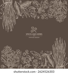Watercolor bBseeds, shallot, sichuan pepper. Vector hand drawn illustration.