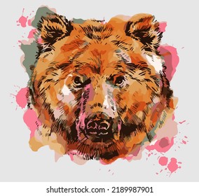 watercolor bear vector print eps