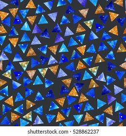 watercolor, beautiful abstract background, geometric, triangle, handmade,seamless pattern, black background