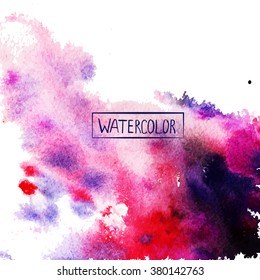 watercolor, beautiful abstract background,colored spots vector,handmade,card for you, black, purple,pink color,different stains