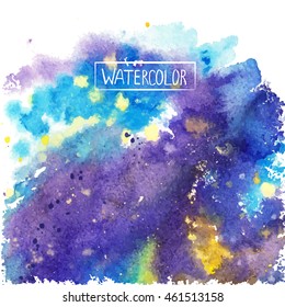 watercolor, beautiful abstract background,colored spots vector, blue, yellow, purple, card for you,handmade