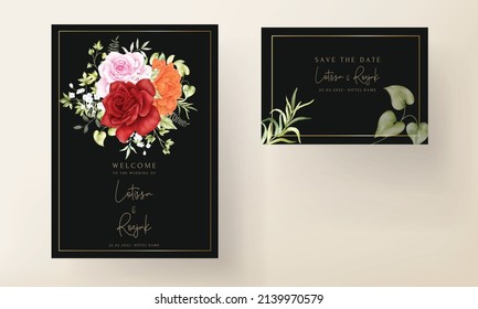 watercolor beautiful floral wedding card set