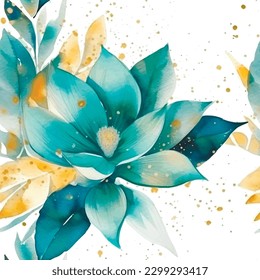 Watercolor beautiful flowers seamless pattern. Dirty spotty watercolor vector background. Hand drawn painted flowers, leaves, spot, stain. Modern artistic isolated ornament on white. Endless texture.