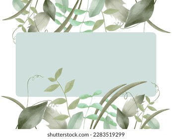 Watercolor Beautiful Leaves Frame Background