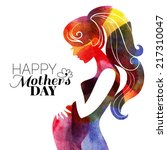 Watercolor beautiful pregnant woman. Vector illustration	
