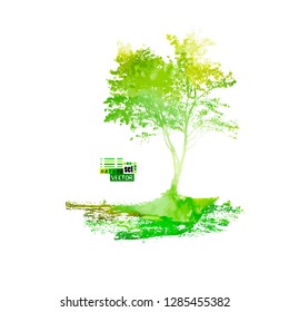 Watercolor beautiful tree