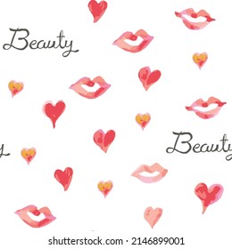 Watercolor beauty seamless repeat pattern