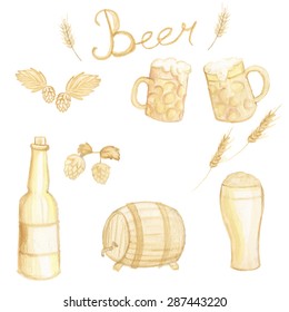 Watercolor beer black design elements vector illustration