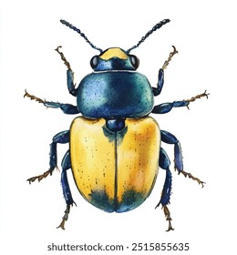 watercolor of beetle clipart illustration isolated