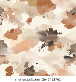 Watercolor beige, terracotta, and white camouflage pattern, grunge lines ikat pattern, ikat seamless pattern, Vector illustration background for print the paper.