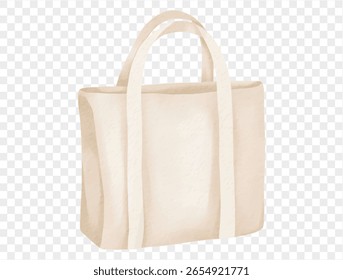 Watercolor beige tote bag summer shopping travel accessory clipart element. Vector.