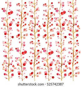 Watercolor berries pattern. Vector graphics