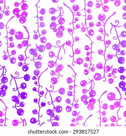 Watercolor berry pattern. Vector nature seamless background.