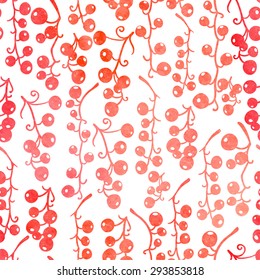 Watercolor berry pattern. Vector nature seamless background.