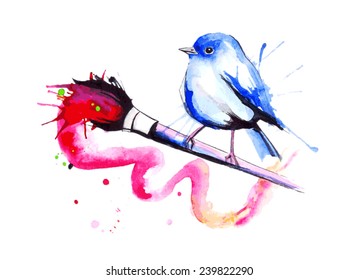 Watercolor bird