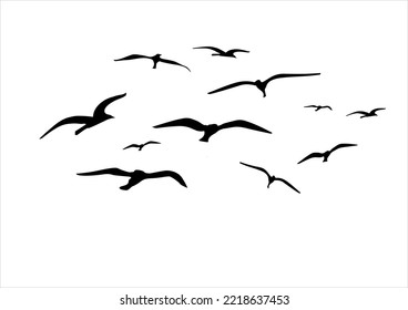 watercolor bird flock hand drawn design