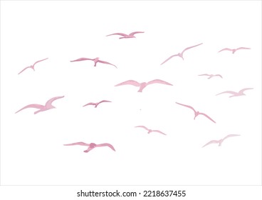 watercolor bird flock hand drawn design