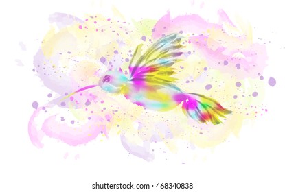 Watercolor bird. Illustration.