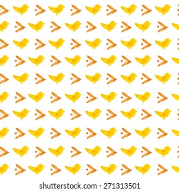 watercolor bird seamless pattern. bright background. yellow. wedding watercolor set. lovely bird silhouette. gold pattern. gold branch. gold vintage pattern.