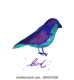 Watercolor bird silhouette for greetings cards or invitations