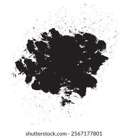 Watercolor black ink splatter and blot isolated on white background with artistic brush stroke drop stain dark gray spot spray and splash for design drawing and creative projects