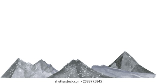 watercolor black mountain landscape. children book, invitation card templates