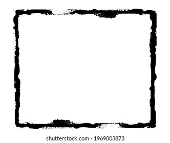 Watercolor black rectangle on the white background. Vector