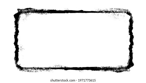 Watercolor black rectangle on the white background. Vector