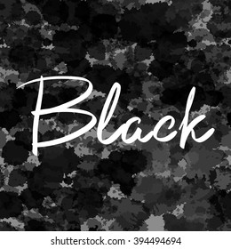 watercolor black round shapes. Hand-drawn monochrome textures on white background. Vector elements. Halloween grunge background. seamless watercolor drops pattern. hand-written name of the black. art